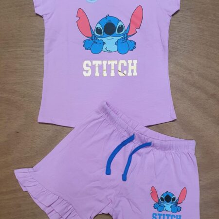 Disney brand(Stitch print) 95% cotton 5% spandex girls shorts set