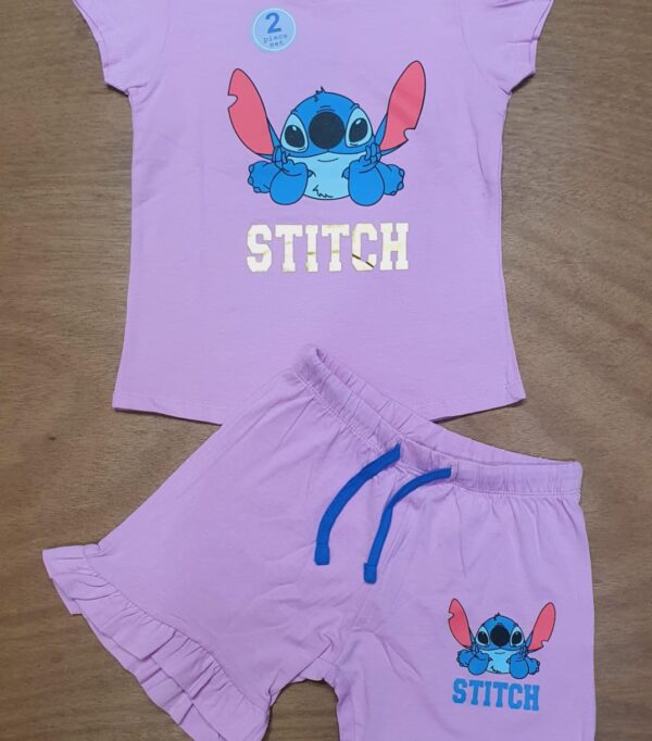 Disney brand(Stitch print) 95% cotton 5% spandex girls shorts set