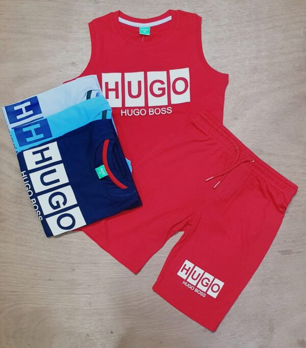 Hugo boss brand Hidencity print single jersy short pant-tank top set