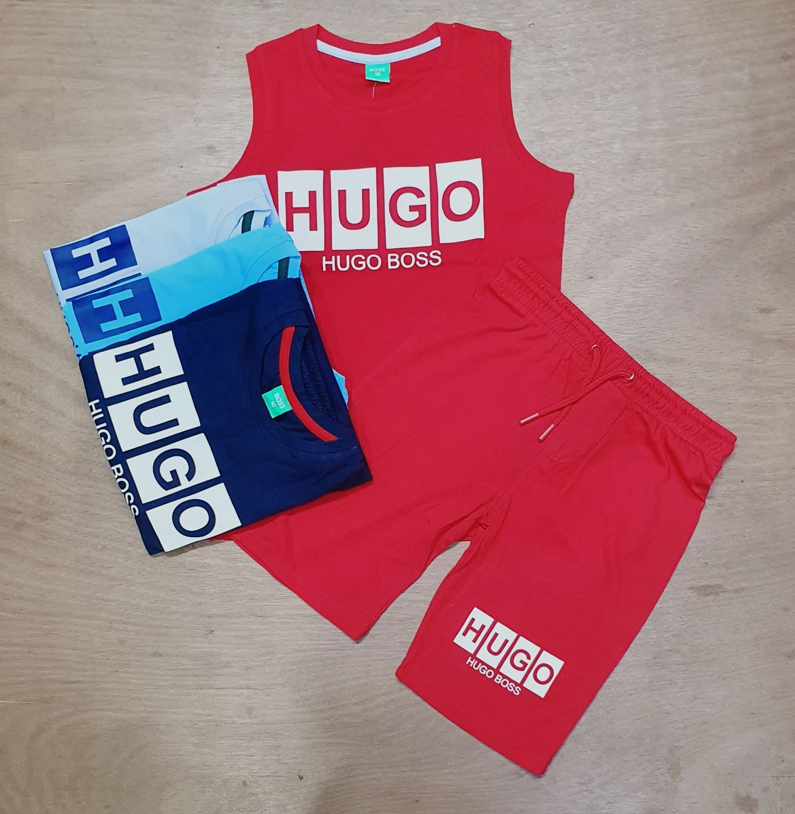 Hugo boss brand Hidencity print single jersy short pant-tank top set
