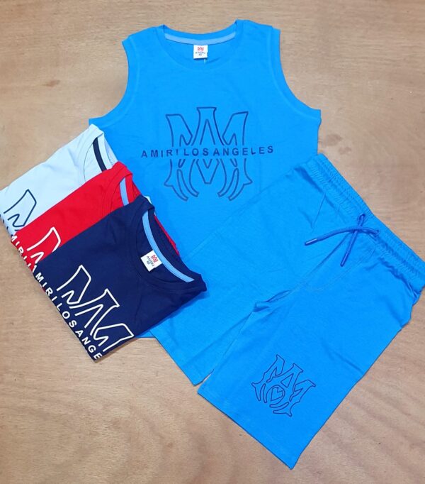 Amiri brand Hidencity print single jersy short pant-tank top set