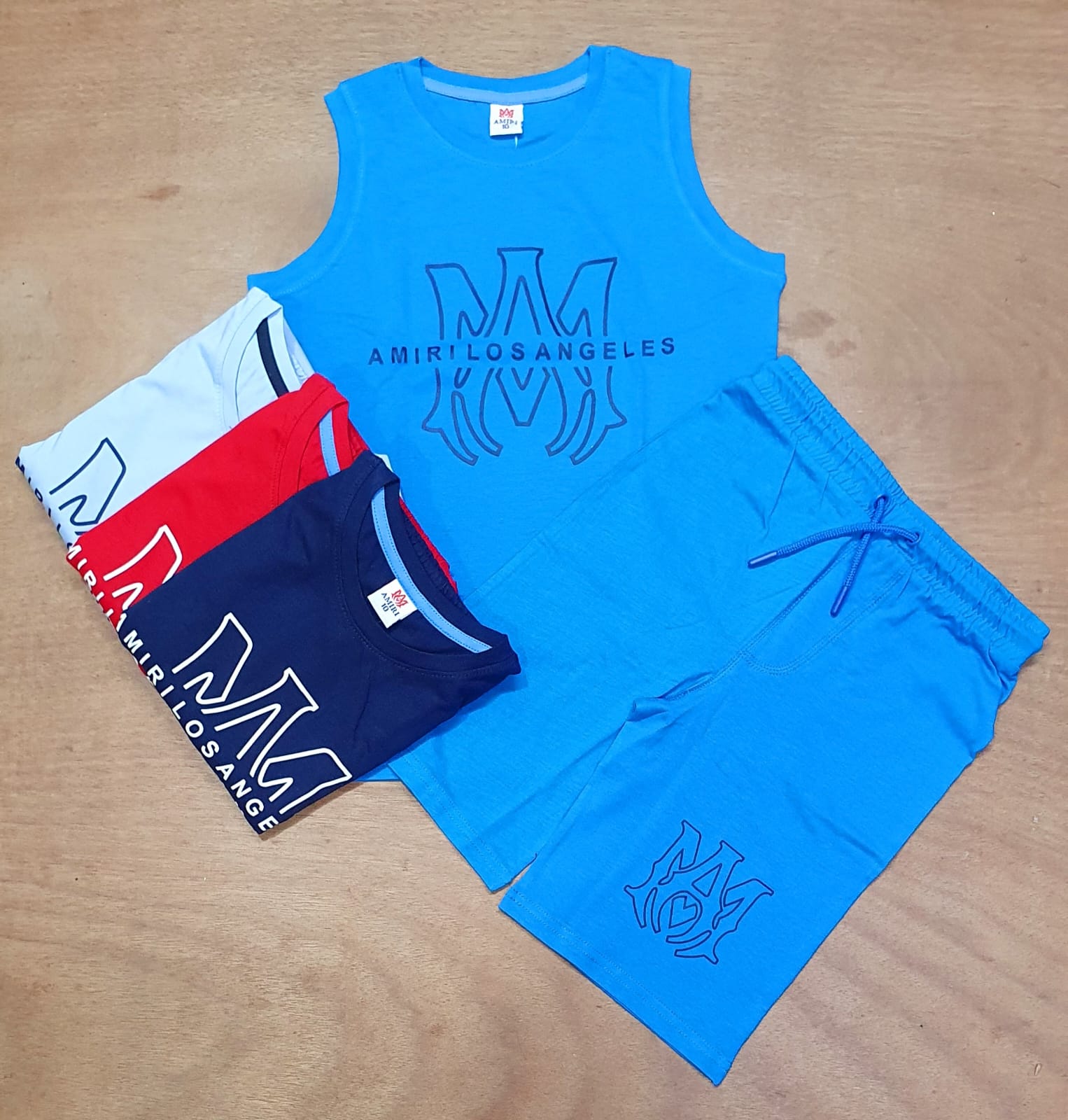 Amiri brand Hidencity print single jersy short pant-tank top set