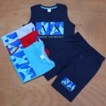 Armani brand Hidencity print single jersey short pant-tank top set