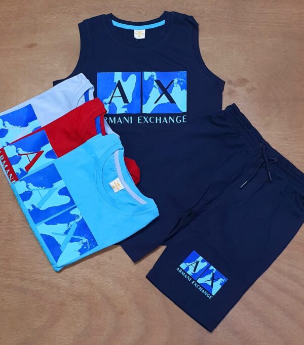 Armani brand Hidencity print single jersey short pant-tank top set