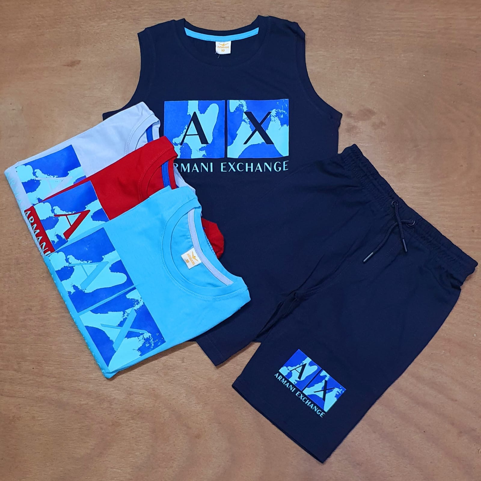 Armani brand Hidencity print single jersey short pant-tank top set